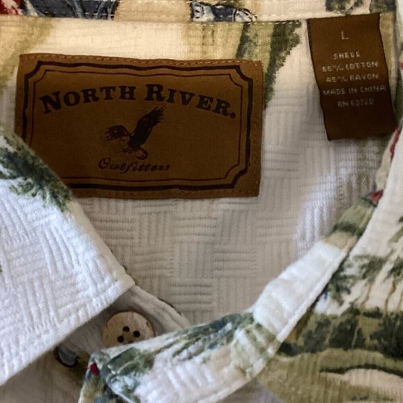 North River Outfitters Button Down Shirt Hawaii Golfing Santa Mens L 285S - Picture 5 of 6